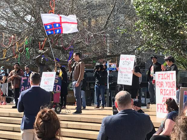 About 50 protestors gathered in Aotea Square today. Photo / Ben Leahy