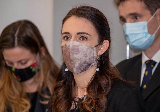 Prime Minister Jacinda Ardern wearing a mask (Photo / NZ Herald)