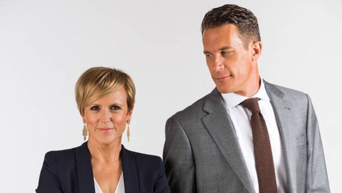 Hilary Barry and Jeremy Wells, hosts of Seven Sharp. (Photo / Supplied)
