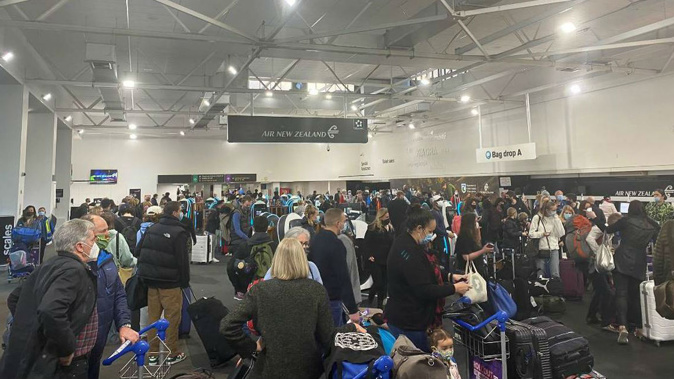 Crowds swarm to Auckland Airport domestic terminal. Photo / Supplied