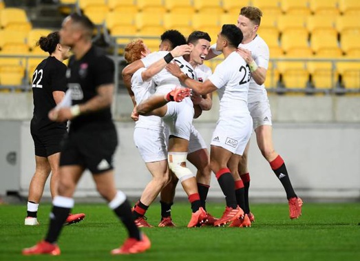 Will Jordan of South celebrates his winning try. Photo / Getty