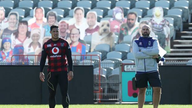 Todd Payten interim coach during a New Zealand Warriors NRL training session at Central Coast Stadium on June 24, 2020 in Gosford. Photo / Getty Images.