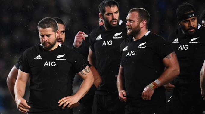 All Blacks players during a Bledisloe Cup test against the Wallabies last year. Photo / Photosport