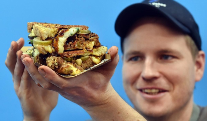 Hungry Hobos owner Romeo Dowling-Mitchell makes New Zealand’s best toasted sandwich. PHOTO: PETER MCINTOSH