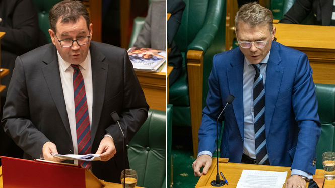 Grant Robertson and Paul Goldsmith. (Photo / NZ Herald)