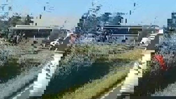 Forty people have been treated for injuries after the crash involving a school bus and a train at Bunnythorpe.