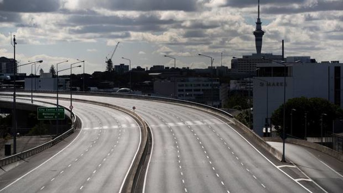 The effects of level 4 lockdown day 1 are seen on a deserted Southern Motorway in Auckland on March 26. Photo / Brett Phibbs