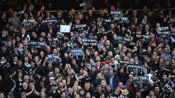 Fans and supporters at Eden Park during a Bledisloe Cup clash. (Photo / Photosport0