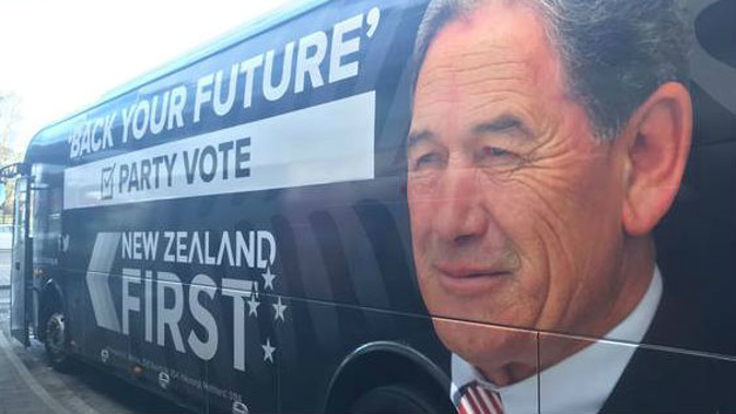 The NZ First campaign bus. (Photo / File)