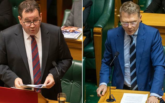 Finance Minister Grant Robertson and National's finance spokesman Paul Goldsmith. (Photo / NZ Herald)