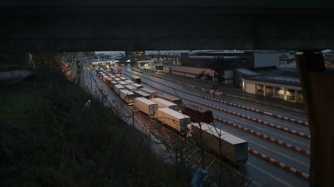 The British government says there could be lines of 7,000 trucks at the English Channel and two-day waits to get into France immediately after the U.K. makes its economic break from the European Union at the end of the year.  (Photo / AP)