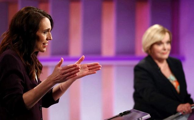 Jacinda Ardern and Judith Collins during the debate. (Photo / TVNZ)