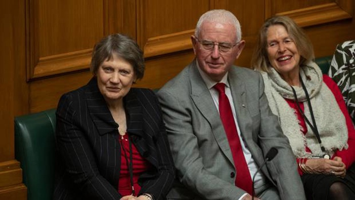 Helen Clark and Sir Michael Cullen watch Labour MP Clare Curran's valedictory speech in Parliament, Wellington. Photo / Mark Mitchell