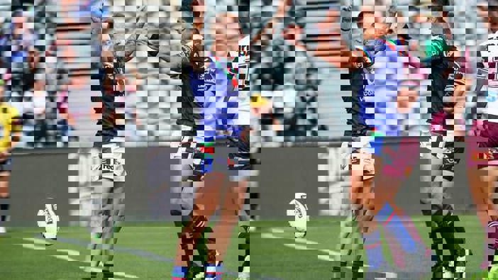 Adam Keighran celebrates his hat-trick. (Photo / Photosport)