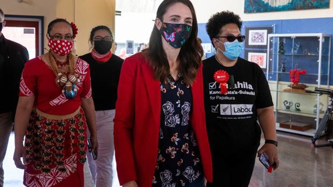 NZ Prime Minister Jacinda Ardern during her visit to NZLP South Auckland Get Out The Vote event at Sir Edmund Hillary Collegiate in Otara, Auckland. Photo / Brett Phibbs