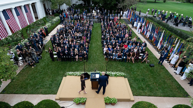 The Rose Garden event for Donald Trump's Supreme Court nominee announcement. (Photo / AP)
