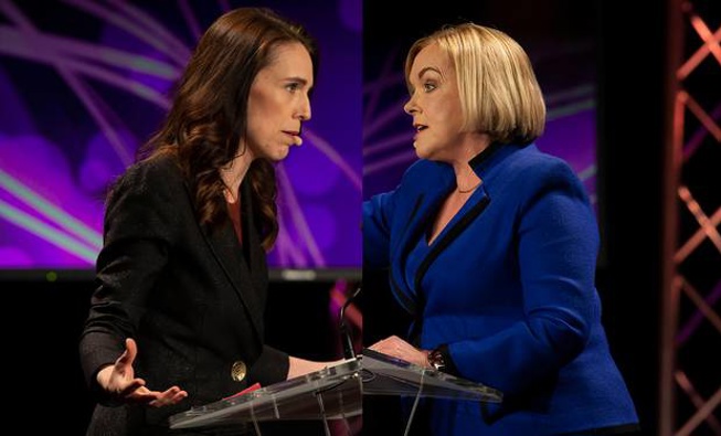 Jacinda Ardern wouldn't say who won the debate and Judith Collins said politics was the winner on the day. Photo / Stuff