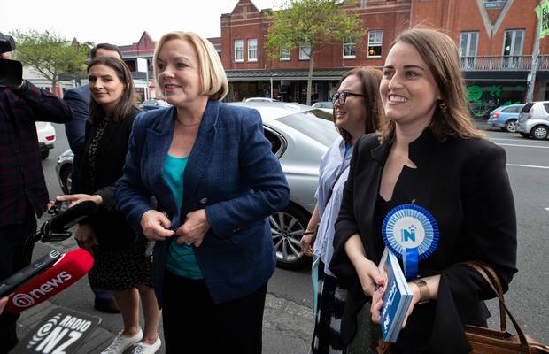 National Party leader Judith Collins along with Auckland Central candidate Emma Mellow during their walkabout on Ponsonby Road, in Auckland, yesterday. Photo / Brett Phibbs