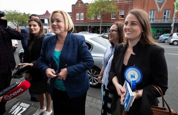 National Party leader Judith Collins along with Auckland Central candidate Emma Mellow during their walkabout on Ponsonby Road, in Auckland, yesterday. Photo / Brett Phibbs
