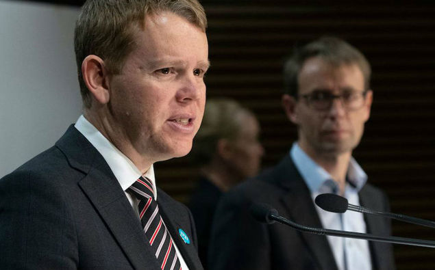 Chris Hipkins and Ashley Bloomfield. (Photo / NZ Herald)