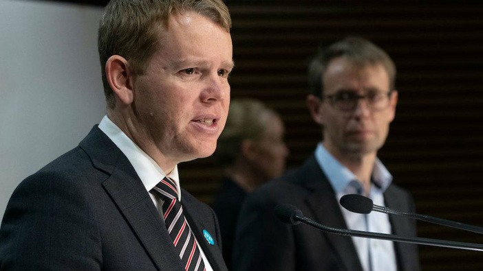 Chris Hipkins and Ashley Bloomfield. (Photo / NZ Herald)