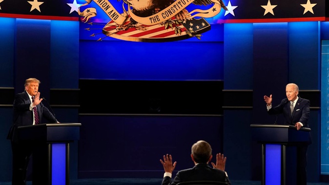 President Donald Trump and Democratic candidate former Vice President Joe Biden during the first presidential debate. Photo / AP