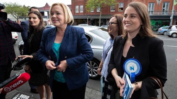 National Party leader Judith Collins along with Auckland Central candidate Emma Mellow during their walkabout on Ponsonby Road, in Auckland, yesterday. Photo / Brett Phibbs