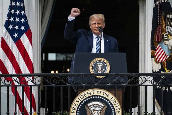US President Donald Trump's camp is pushing for an in-person debate. (Photo / Getty)