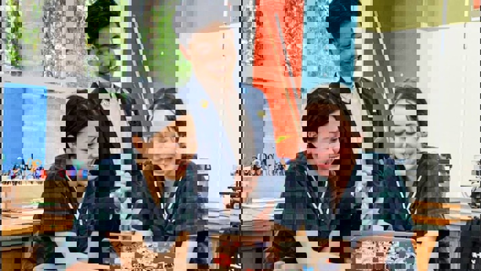 St Cuthbert's technology teacher Michael Zhang with Year 10 students. Photo / Supplied