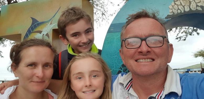 Barbara Genda, 47 (left), Eddie Jarman, 14, Amelie Jarman, 13, and Harry Jarman, 55. Photo / Supplied
