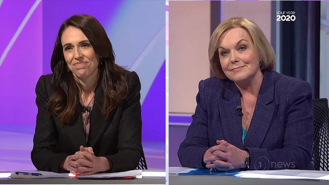 Prime Minister Jacinda Ardern and National leader Judith Collins went head to head in the final Leaders' debate. Photo / TVNZ