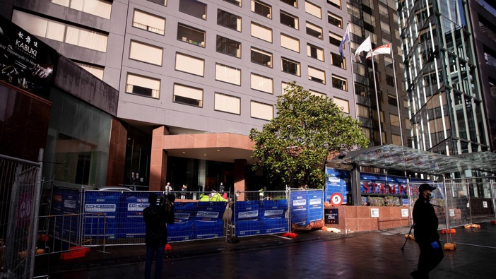 The Stamford Plaza hotel where a 32-year-old man who was there under Covid-19 managed isolation escaped and went to local Countdown. (Photo / Dean Purcell)