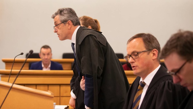 The sportsman's lawyer Michael Heron, QC (standing), says his client has nothing to do with importing or financing drugs. Photo / File