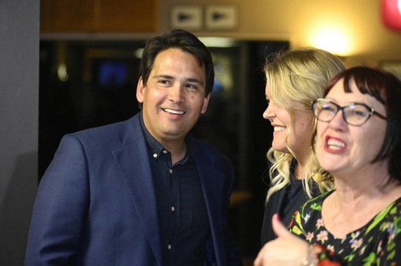 Simon Bridges at his election party. Photo / George Novak
