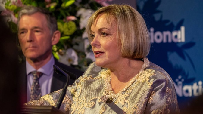 Judith Collins addressing supporters after conceding a devastating defeat to Labour in the 2020 election. (Photo / NZ Herald)