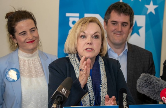 National leader Judith Collins in the press conference where she was asked about obesity. Photo / Mark Mitchell