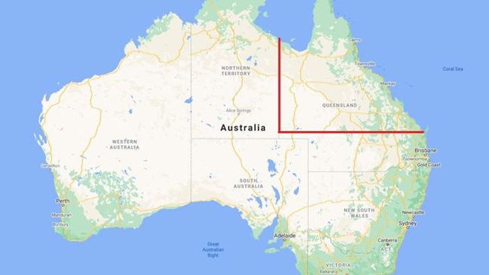 A plan to crave a new state into map of Australia is gaining traction. Picture Google MapsSource:Supplied