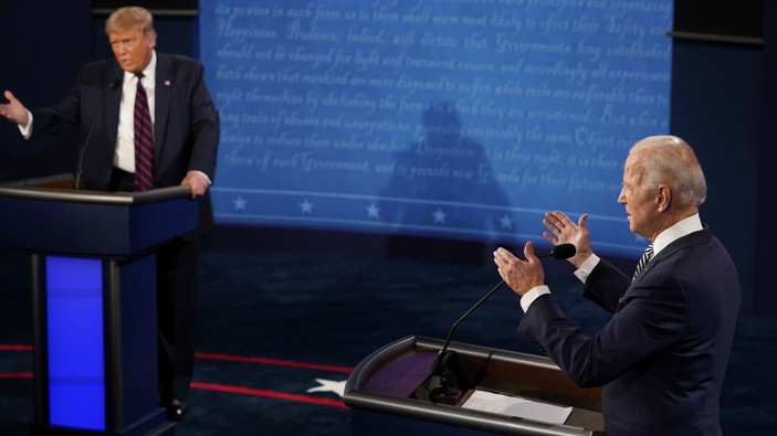Donald Trump and Joe Bidden in the first debate. Photo / file