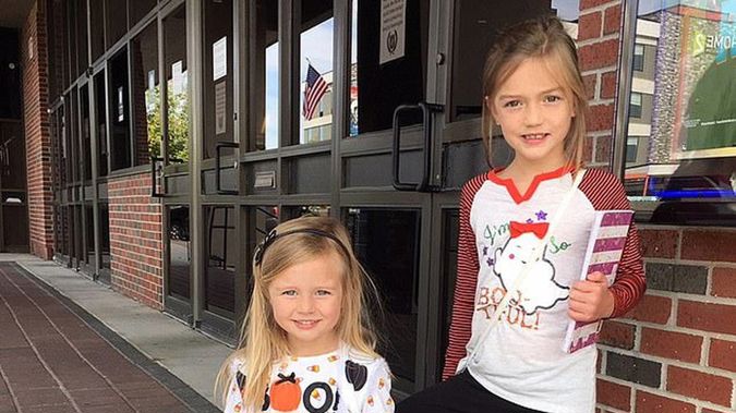 Nora (right, seven) and three-year-old Aven were rescued from their father's car on Saturday. Photo / Supplied