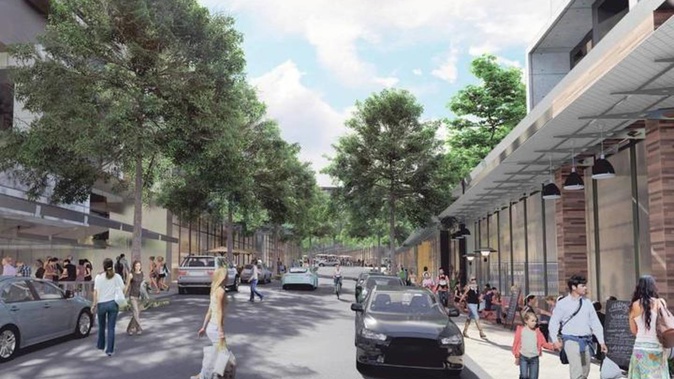 An artist's impression of the new town centre Kiwi Property is planning to build in Drury, south of Auckland.