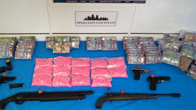 Drugs, guns and cash were seized in the raids. Photo / Police