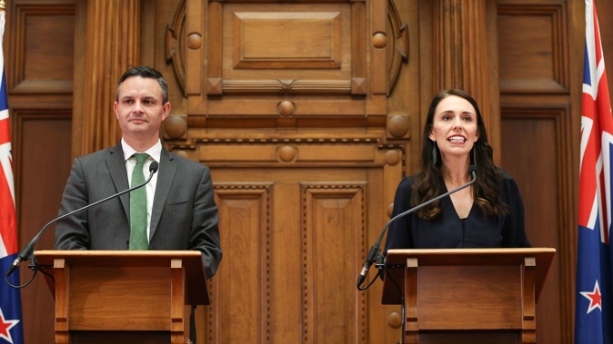 James Shaw and Jacinda Ardern at the start of the last Parliamentary term in 2017.  