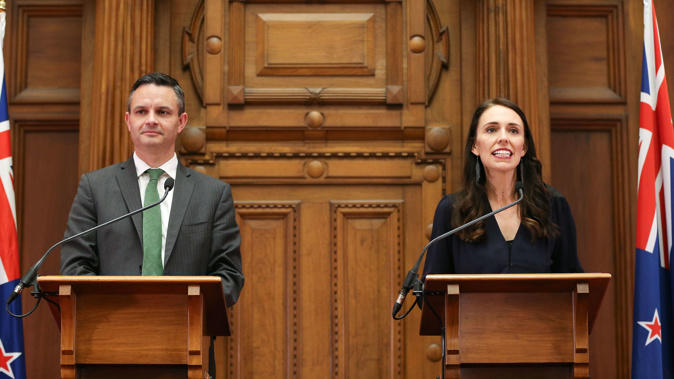 James Shaw and Jacinda Ardern at the start of the last Parliamentary term in 2017.