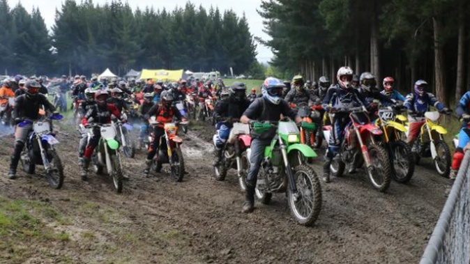 The start line of the Lake to Sea Trail Ride on Saturday morning. Photo / John Cosgrove