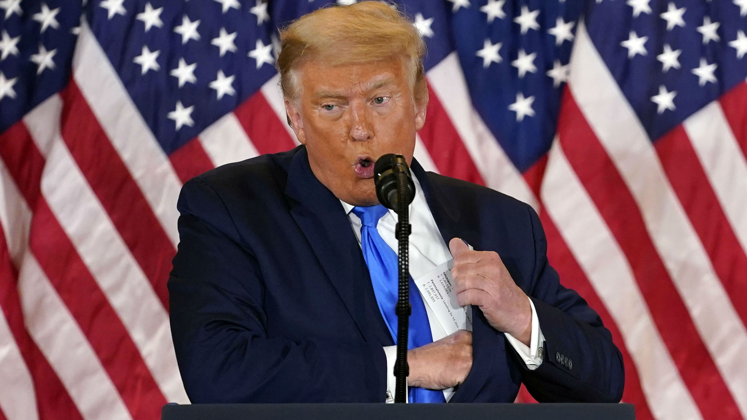 Donald Trump speaking on election night. (Photo / AP)