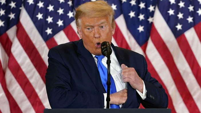 Donald Trump speaking on election night. (Photo / AP)