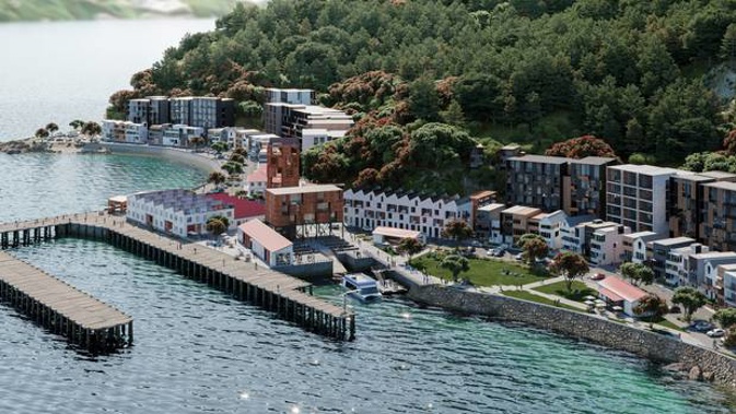 An artist's impression of an aerial view of the once proposed development of Shelly Bay. Photo / Supplied