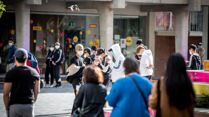 There were queues at the testing station at Freyberg Place in the Auckland CBD this morning. Photo / Michael Craig