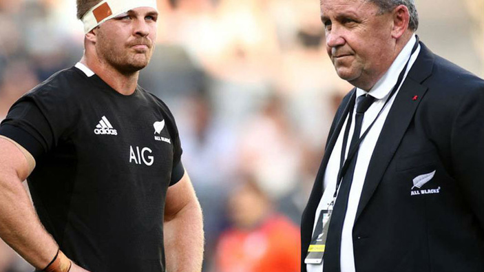 Sam Cane and Ian Foster after the All Blacks loss against the Pumas. (Photo / Photosport)