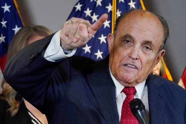 Former Mayor of New York Rudy Giuliani, a lawyer for President Donald Trump, speaks during a news conference at the Republican National Committee headquarters in Washington. Photo / AP